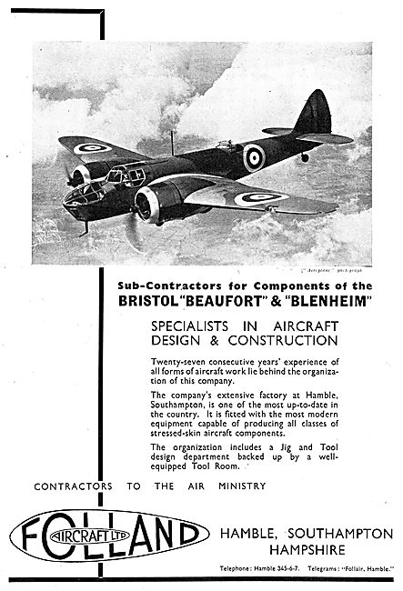 Folland Aircraft - Beaufort Blenheim                             