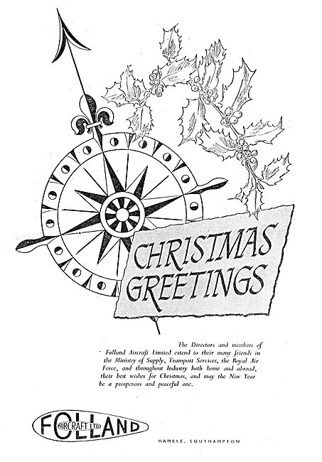 Folland Aircraft Christmas Greetings 1949                        
