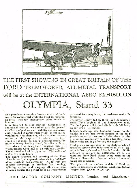 Ford Tri-Motored All Metal Transport Aircraft                    