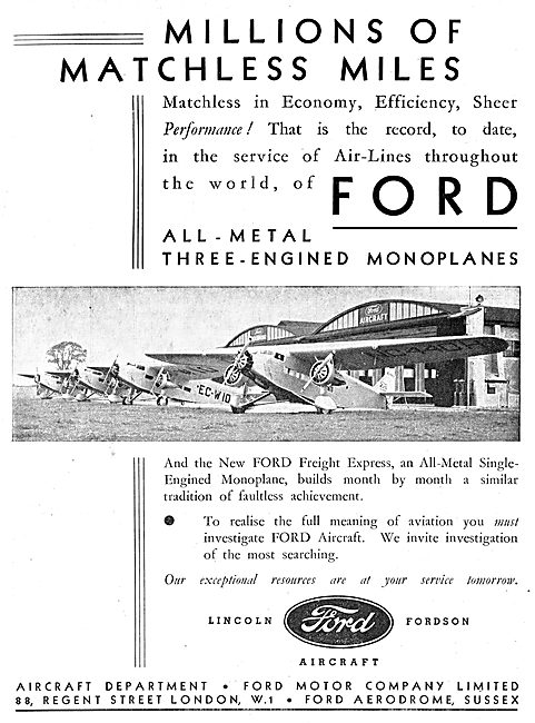 Ford All Metal Three Engined Monoplane                           