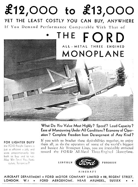 Ford Trimotor Commercial Monoplane                               