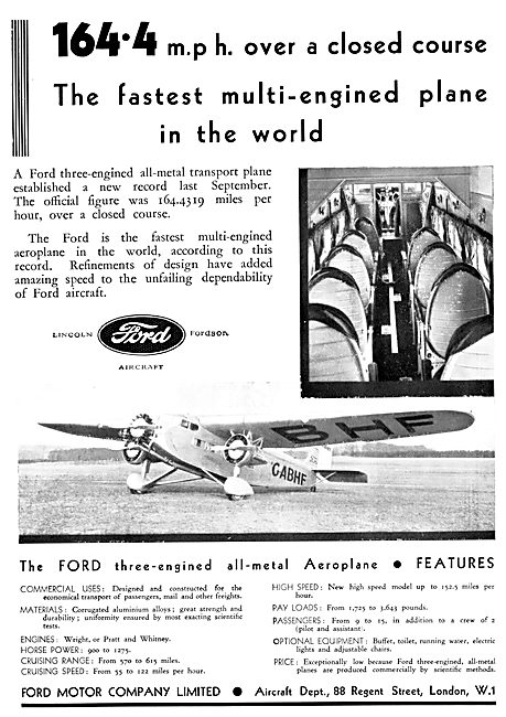 Ford Trimotor Commercial Monoplane                               