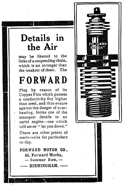 Forward Motor Co - Aero Engine Spark Plugs. Summer Row, Bham     