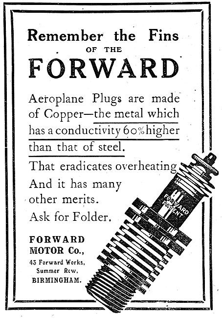 Forward Motor Co Aeroplane Sparking Plugs                        