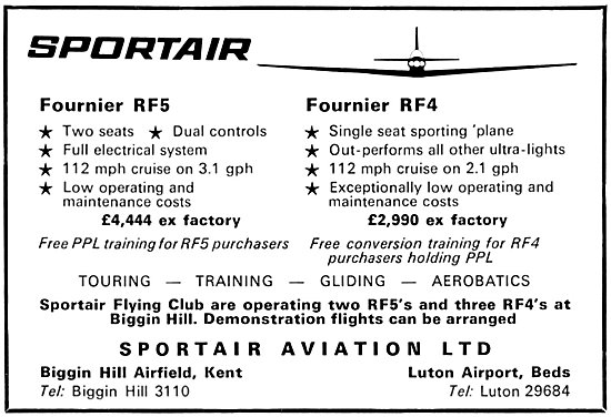 Fournier RF4 - Fournier RF5  - Fournier SFS31. Sportair          