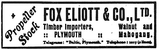 Fox Elliott & Co Ltd. Plymouth. Timber Importers. 1918 Advert    