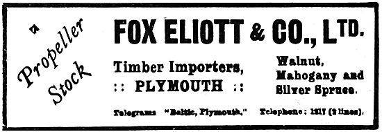 Fox Elliott & Co Ltd. Plymouth. Timber Importers                 