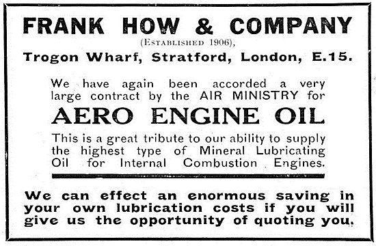 Frank How Aero Engine Oils 1925                                  