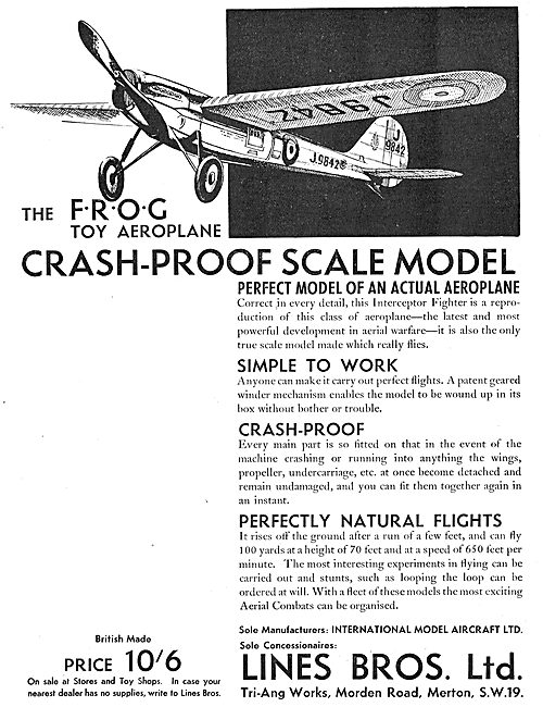 Lines Brothers For The Tri-Ang Frog Crash Proof  Toy Aeroplane   