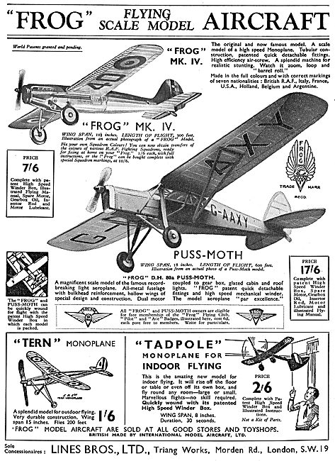 Lines Brothers For The Tri-Ang Frog Flying Scale Models          