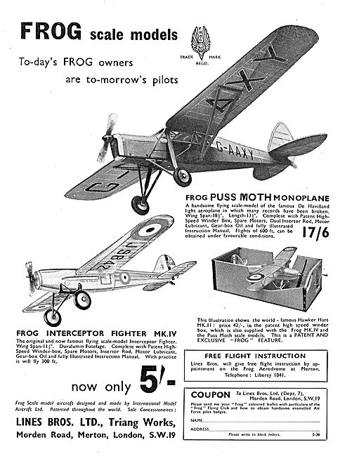 FROG Scale Aircraft Models - FROG Puss Moth                      