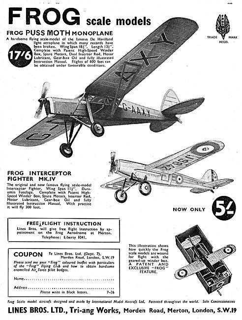 FROG Scale Aircraft Models - FROG Puss Moth                      