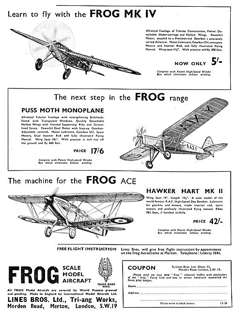 FROG Scale Aircraft Models - FROG Puss Moth                      