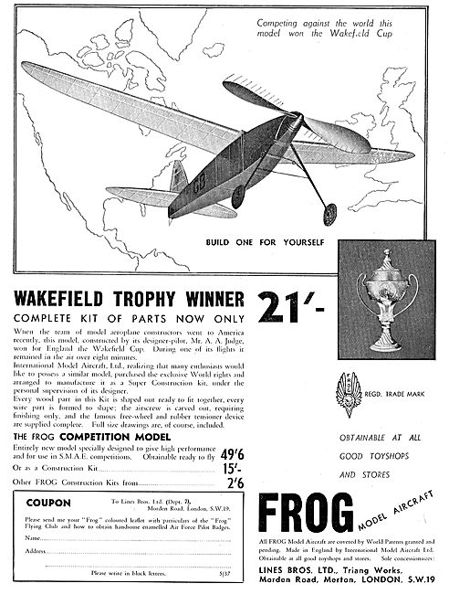 Frog Wakefield Competition Flying Model Aircraft                 