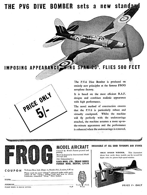 Frog Model Aircraft - PV6 Dive Bomber                            