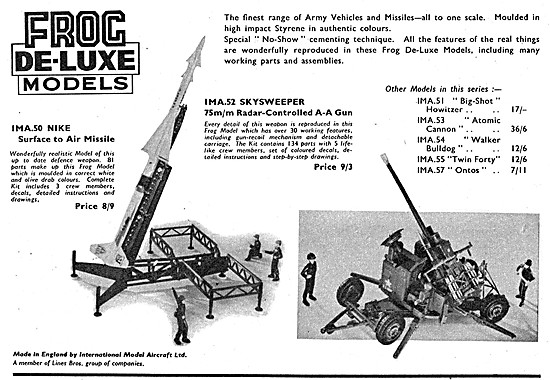 Frog Model Missiles - FROG NIKE - FROG Skysweeper 1959           