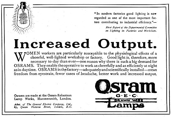 Osram-Robertson Lamp Works - Osram G.E.C Drawn Wire Lamps 1917   