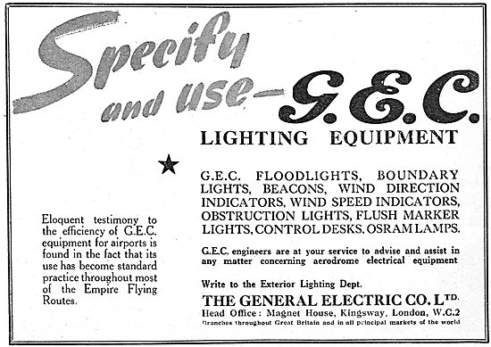 GEC Lighting Equipment For Aerodromes                            