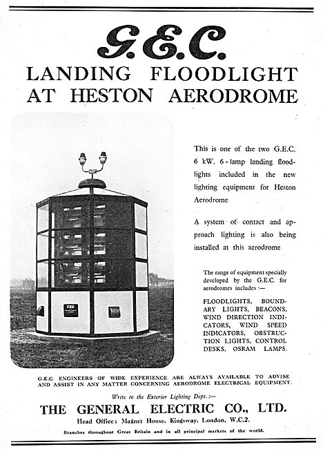 GEC Lighting Equipment For Aerodromes: Landing Floodlight        