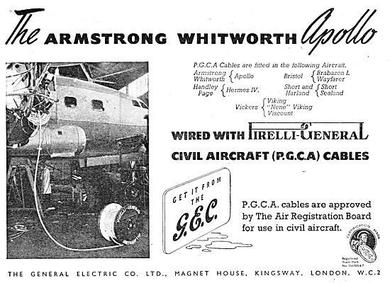G.E.C. Pirelli (P.G.C.A.) Cables For Aircraft                    