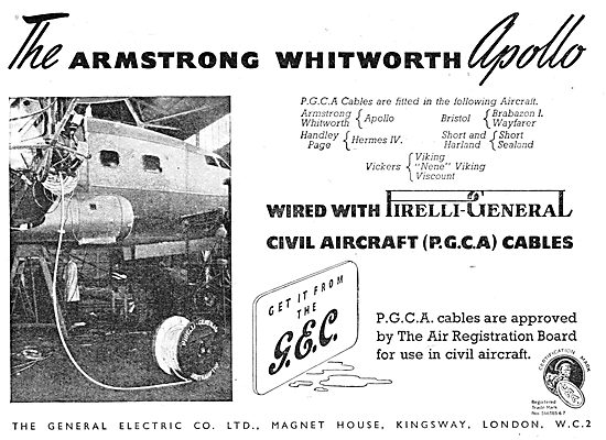 G.E.C. Pirelli (P.G.C.A.) Cables For Aircraft                    