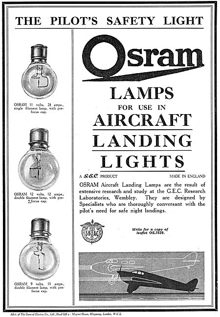 GEC Osram Lamps For Aircraft                                     