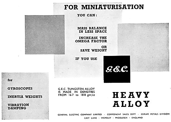 G.E.C. Electrical Equipment For Aviation. Hevay Alloy            