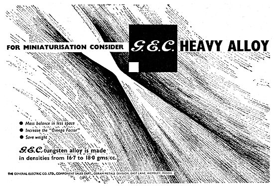 G.E.C. Electrical Equipment For Aviation. Heavy Alloy            