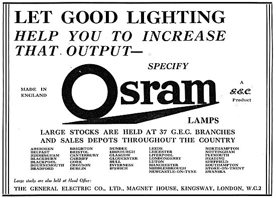 GEC Osram Lamps For Factories & Hangars                          