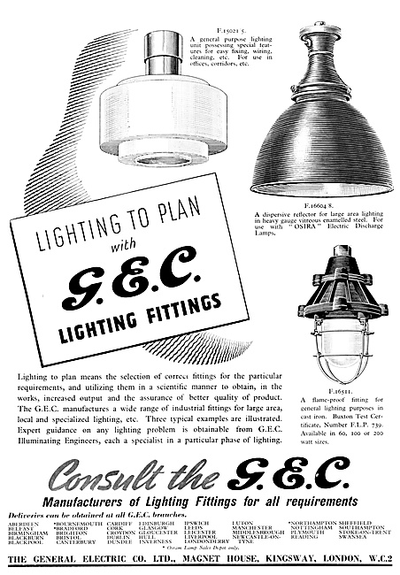 General Electric Company - G.E.C. Osram Lamps & Fittings 1940    