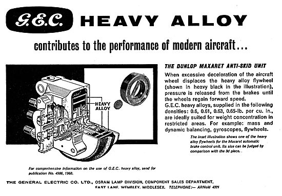 GEC Heavy Alloys Specified For The Dunlop Maxaret Ant-Skid Unit  