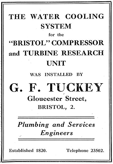 G.F.Tuckey. Gloucester St ,Bristol. Plumbing & Services Engineers