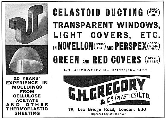 G.H.Gregory. Celastoid Ducting. Novellon Perspex                 