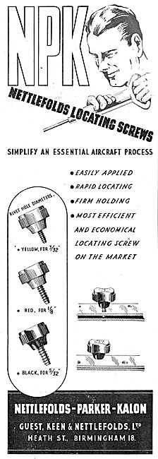 Nettlefolds-Parker-Kalon Locating Screws                         