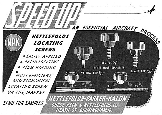 Nettlefold-Parker-Kalon Locating Screws For Aircraft Production  