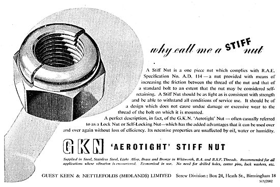 GKN Aerotight Stiff Nuts - RAE Spec 114                          