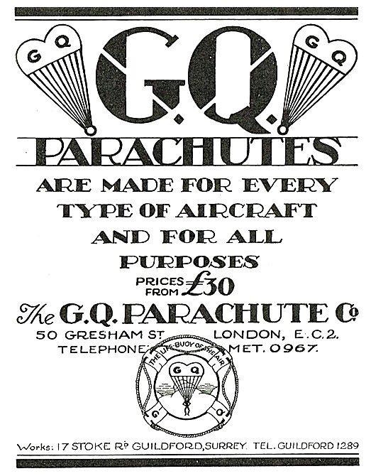 GQ Parachutes Prices From £30.00                                 