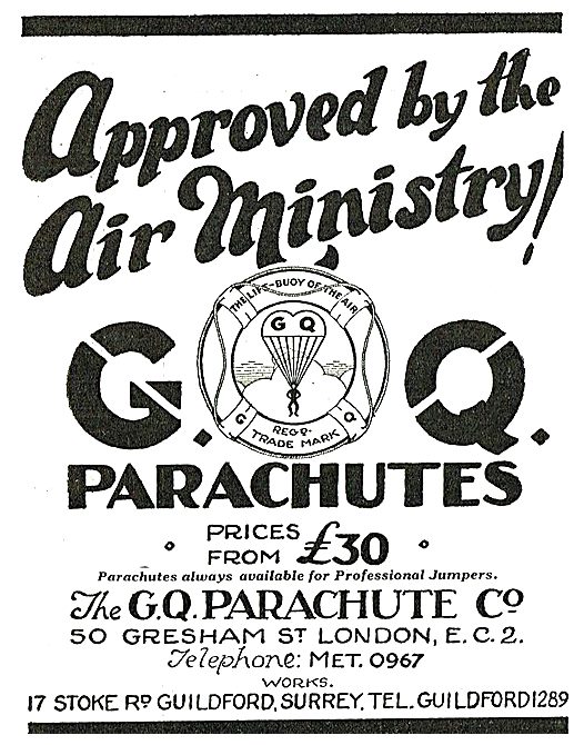 GQ Parachutes Air Ministry Approved                              