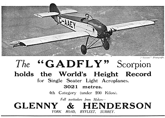 Glenny & Henderson Gadfly G-AAEY -  ABC Scorpion II Engine       