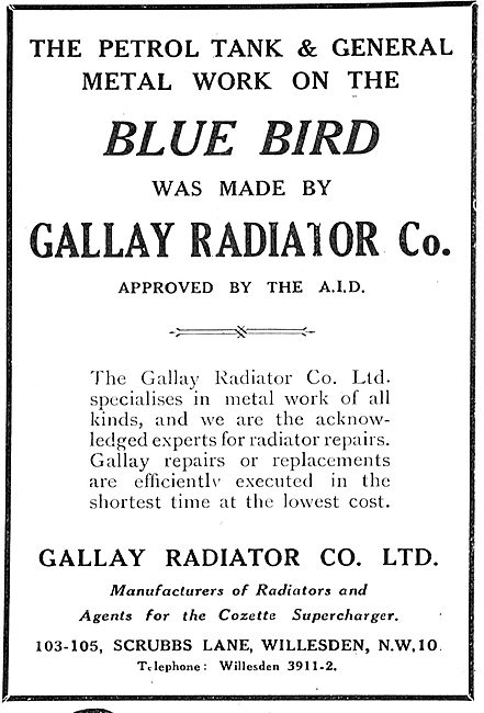 Gallay Aeroplane Radiators For Blue Bird                         