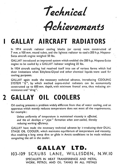 Gallay Aircraft Radiators                                        