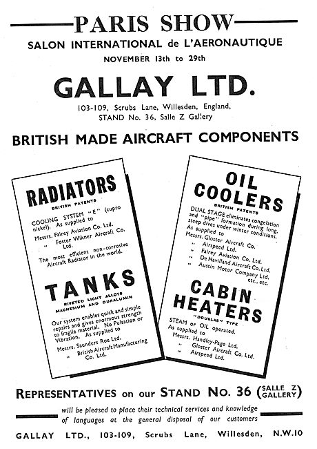 Gallay Aeroplane Radiators & Cabin Heaters                       