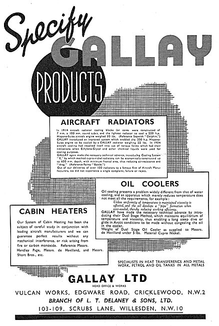 Gallay Aeroplane Radiators & Heat Exchange Components            