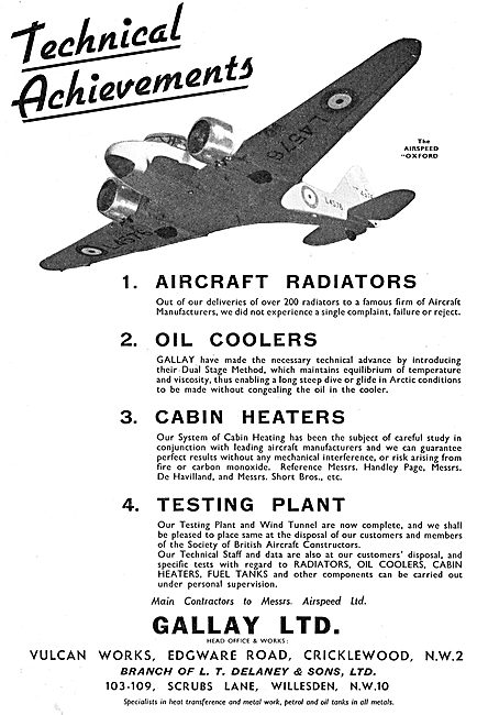 Gallay Aeroplane Radiators & Heat Exchange Components            