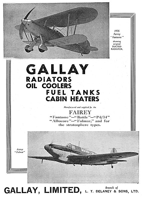 Gallay Aeroplane Radiators, Oil Coolers & Fuel Tanks             