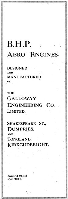 Galloway Engineering, Dumfries. BHP Aero Engines                 