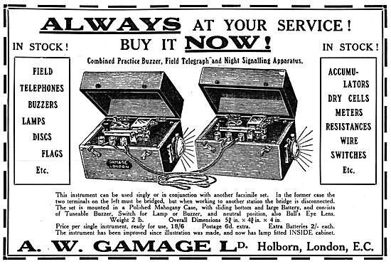 Gamages Field Telephones, Buzzers, Lamps & Flags                 