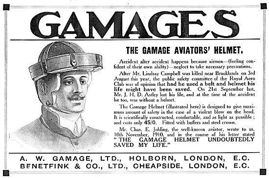 The Gamage Aviators' Helmet                                      