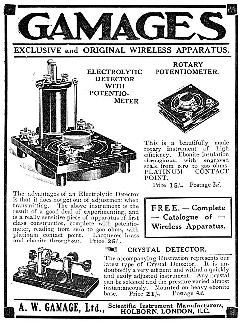 Gamages Wireless Apparatus - 1913                                