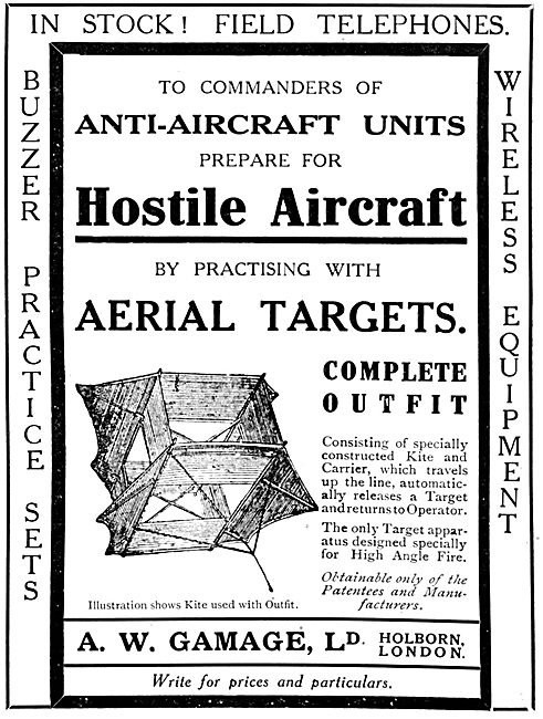 Gamage Aerial Targets For Ant-Aircraft Unit Practice             